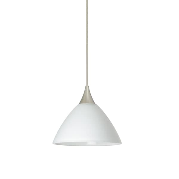 Besa Lighting Domi Cord Pendant, White, Satin Nickel Finish, 1x5W LED 1XT-174307-LED-SN - main